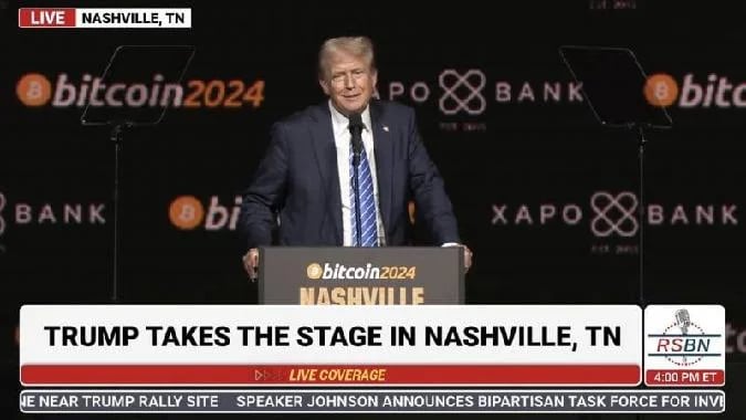 Trump dice che renderà il bitcoin una riserva strategica per gli Stati Uniti se sarà eletto . Bitcoin