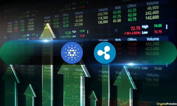 ADA飙升至0.65以上，而XRP则接近收于0.9。 . Xrp