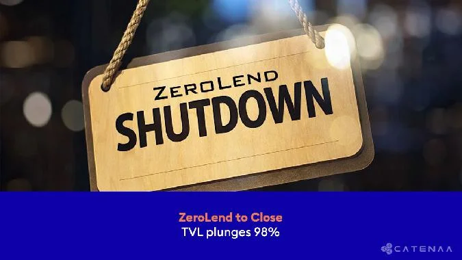 Katenaa, Monday, February 23, 2026. Decentralized lending system ZeroLend is shutting down after its total blocked funds (TVL) dropped 98% from a peak of nearly $359 million in November 2024 to $6.6 million, as founder Riker announced last week. . Token